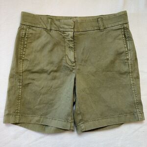 J. Crew Shorts Size 4 Mid Rise Chino Olive Green Cotton Blend 6.5" Stretch H5809
